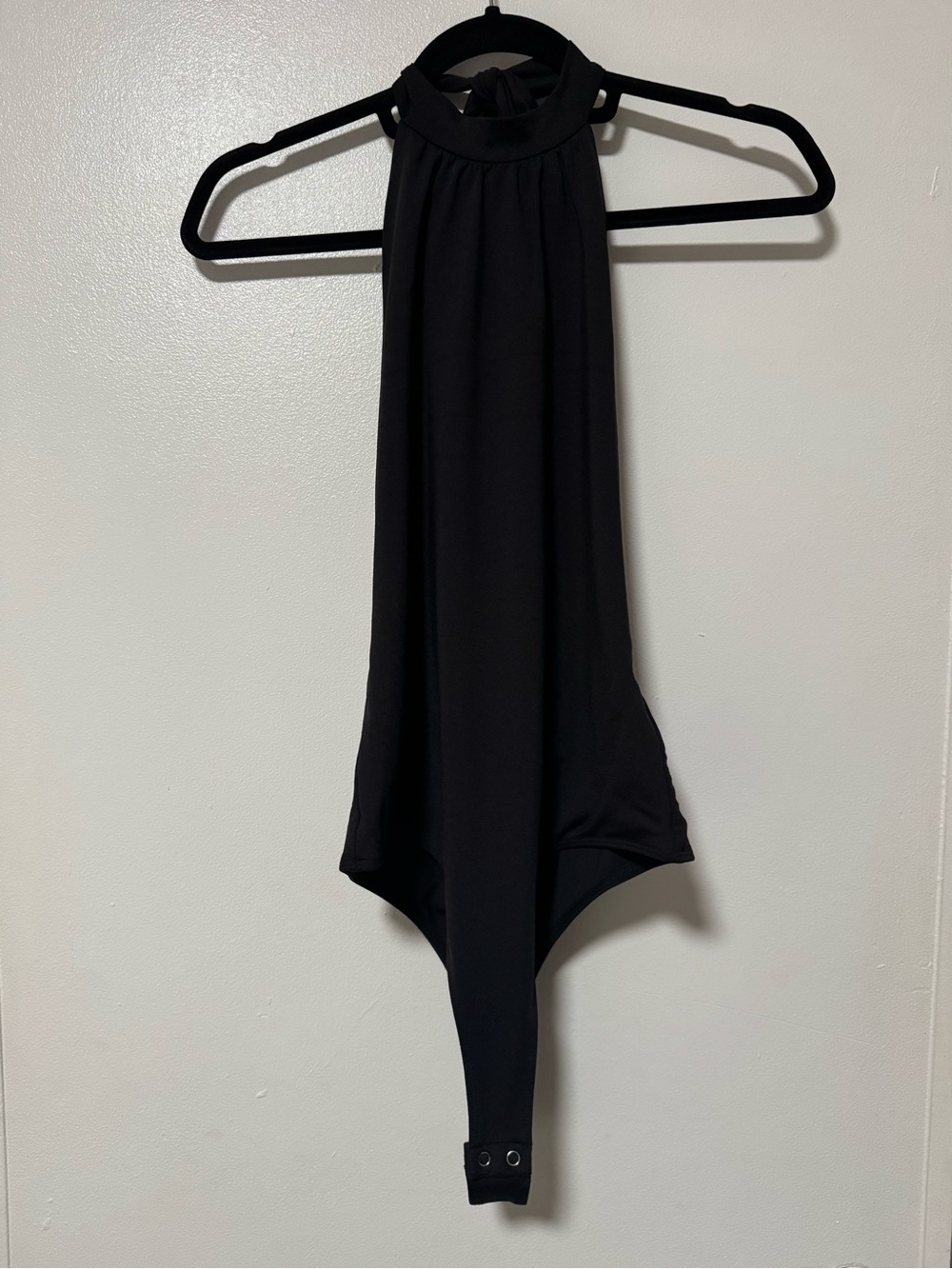 Forever 21 Black High-Neck Halter Stretch Bodysuit